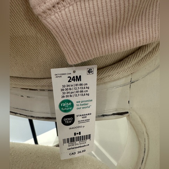 🩰 24 Mth Baby Girls Ballet Pink Oshkosh Zipper Hoodie NWT - Picture 4 of 5